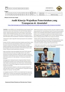 Audit Kinerja Wujudkan Pemerintahan Yang Transparan Akuntabel Bpk Perwakilan Propinsi Jawa Tengah
